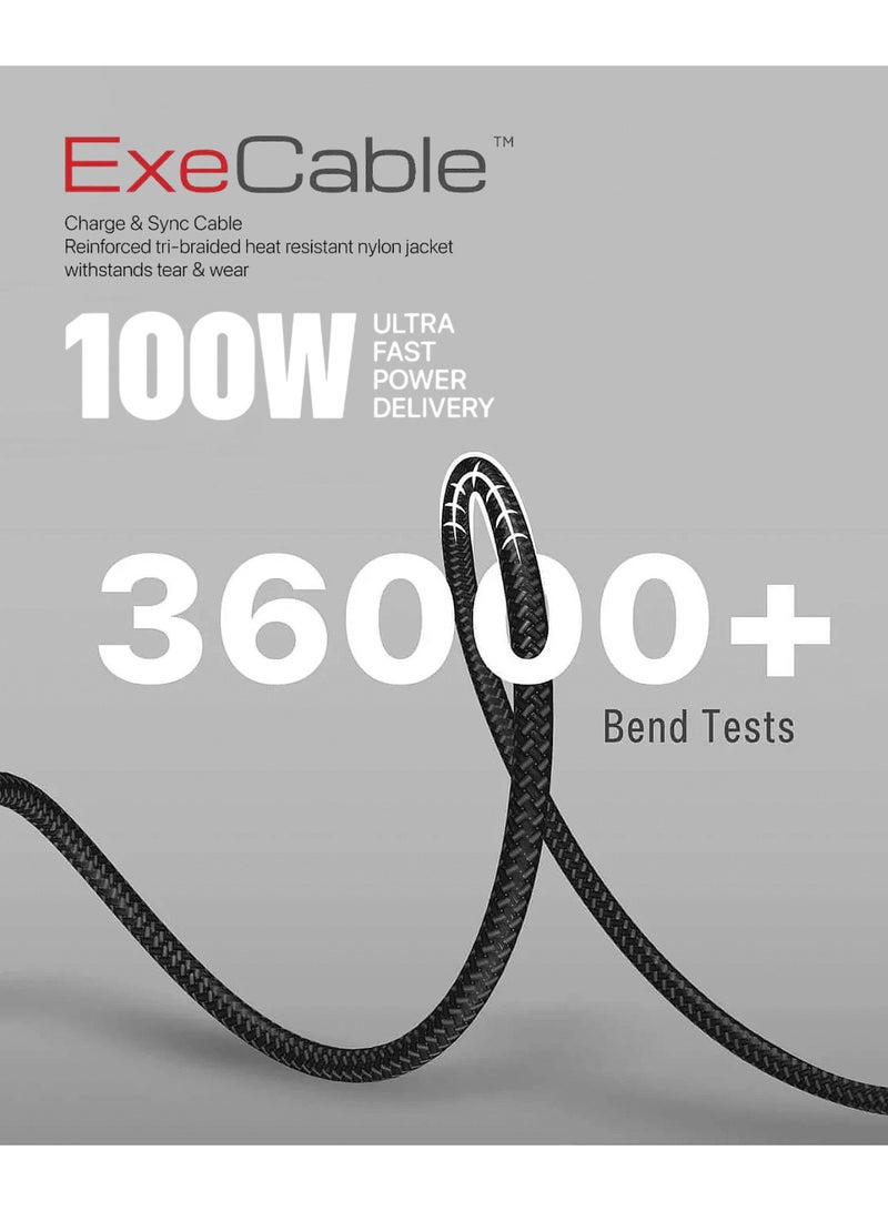 MICRODIA 【MICRODIA】 ExeCable™ Tweed / PD100W USB-C to USB-C Charge & Sync Cable L-2.6m - Image 2